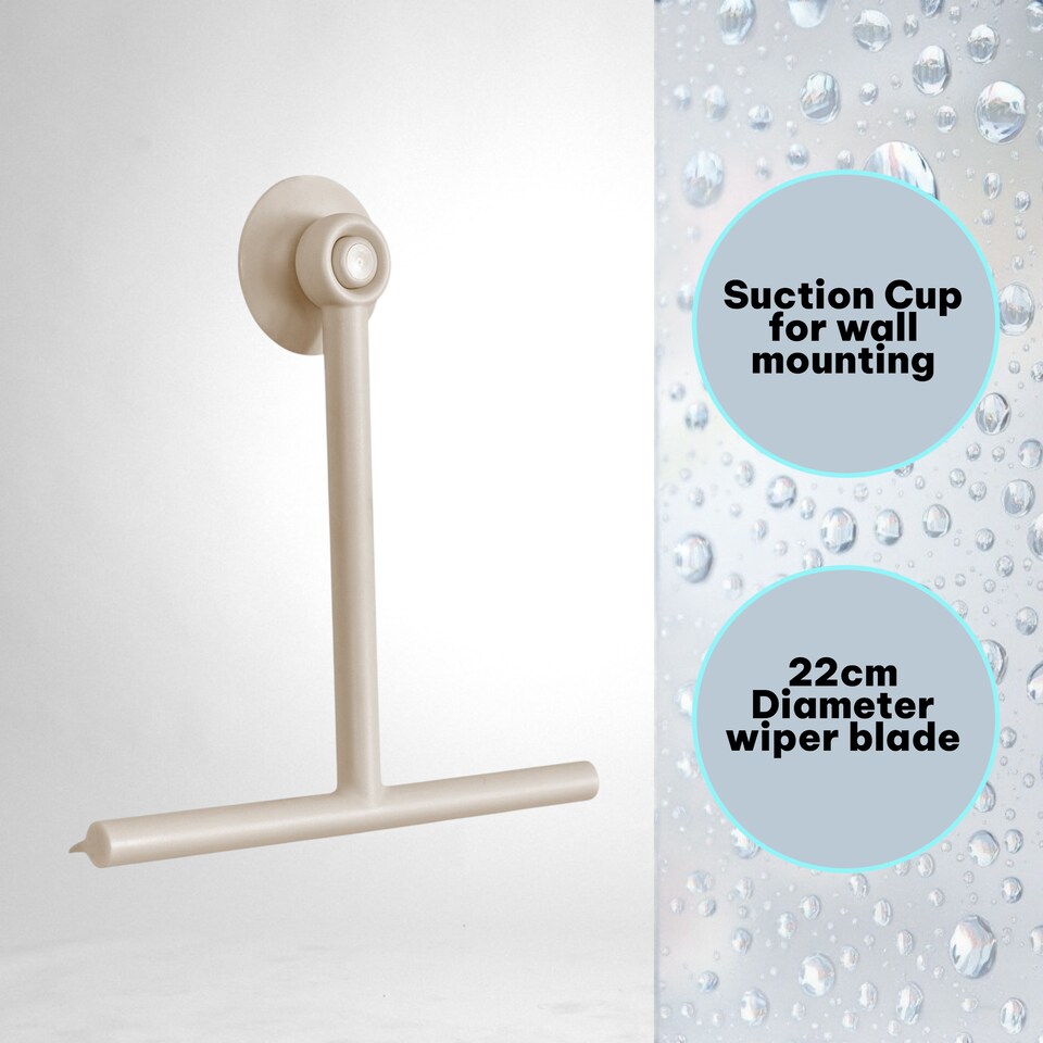 image 1 of Showerdrape Rocco Beige Shower Squeegee & Holder | Cream | Beige | 1