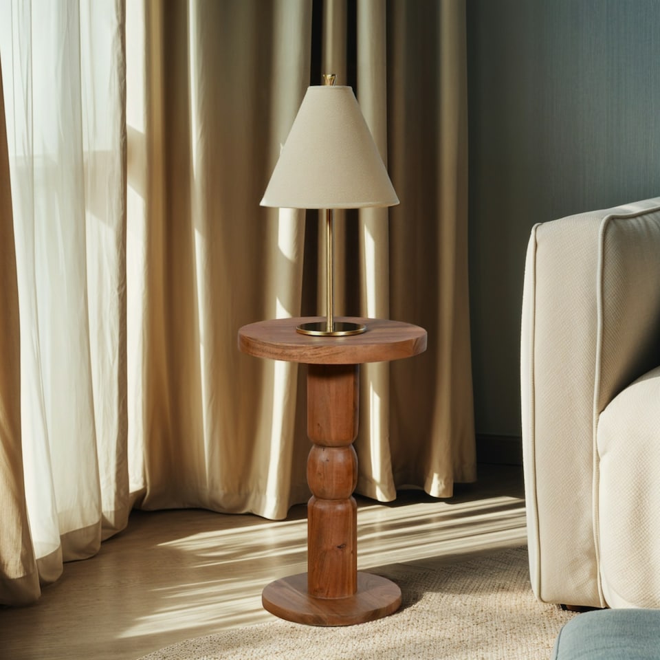 image 1 of Jaipur Acacia Wood Freestanding Side Table Brown