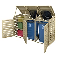 Rowlinson Timber Double Bin Store With Single Box Store Brown