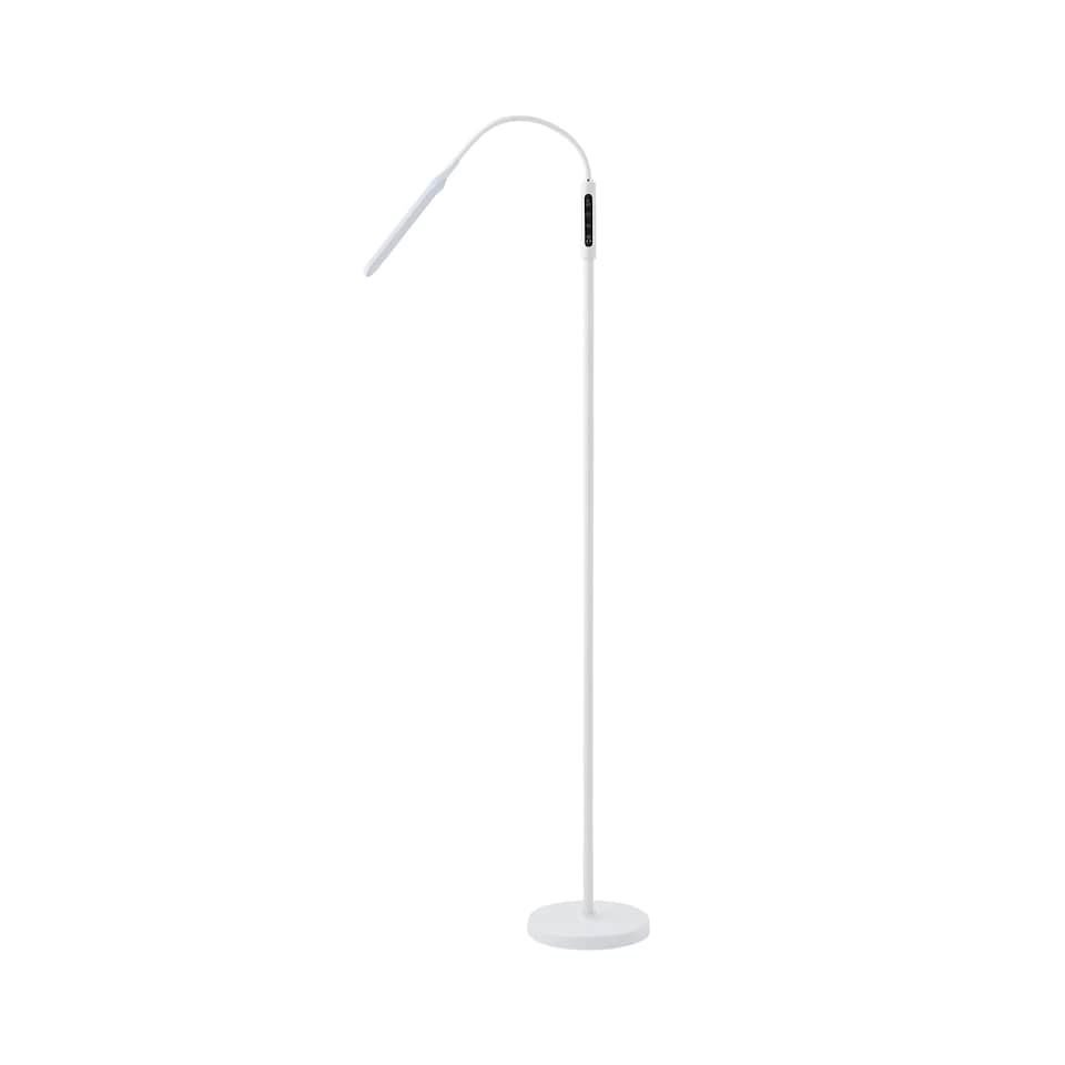 image 1 of ValueLights Daylight Dimmable Gloss White Floor Lamp and Integrated LED 12W White Mix 6000K Bulb | White