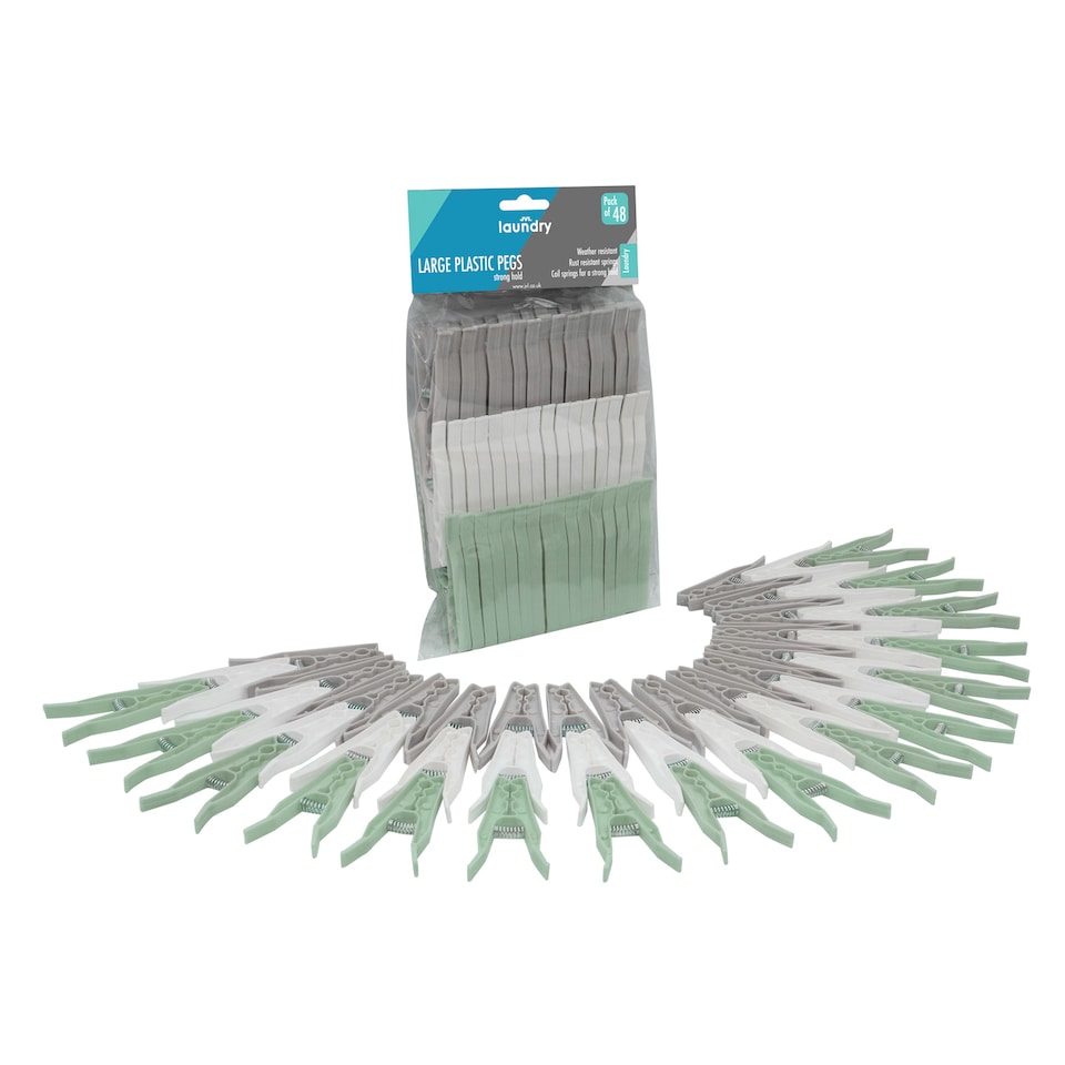 image 1 of JVL 144 Pack Large Plastic Clothes Pegs,  Assorted Colours