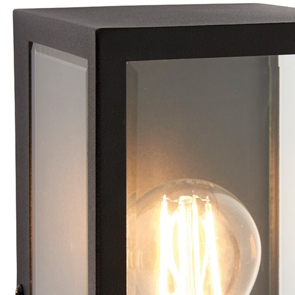 image 1 of Breton 1 Light Outdoor Wall Lantern Matt Black, Glass IP44, E27