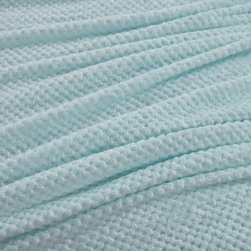 image 1 of OHS Luxury Waffle Mink Warm Blanket, 200x240cm - Duck Egg Blue