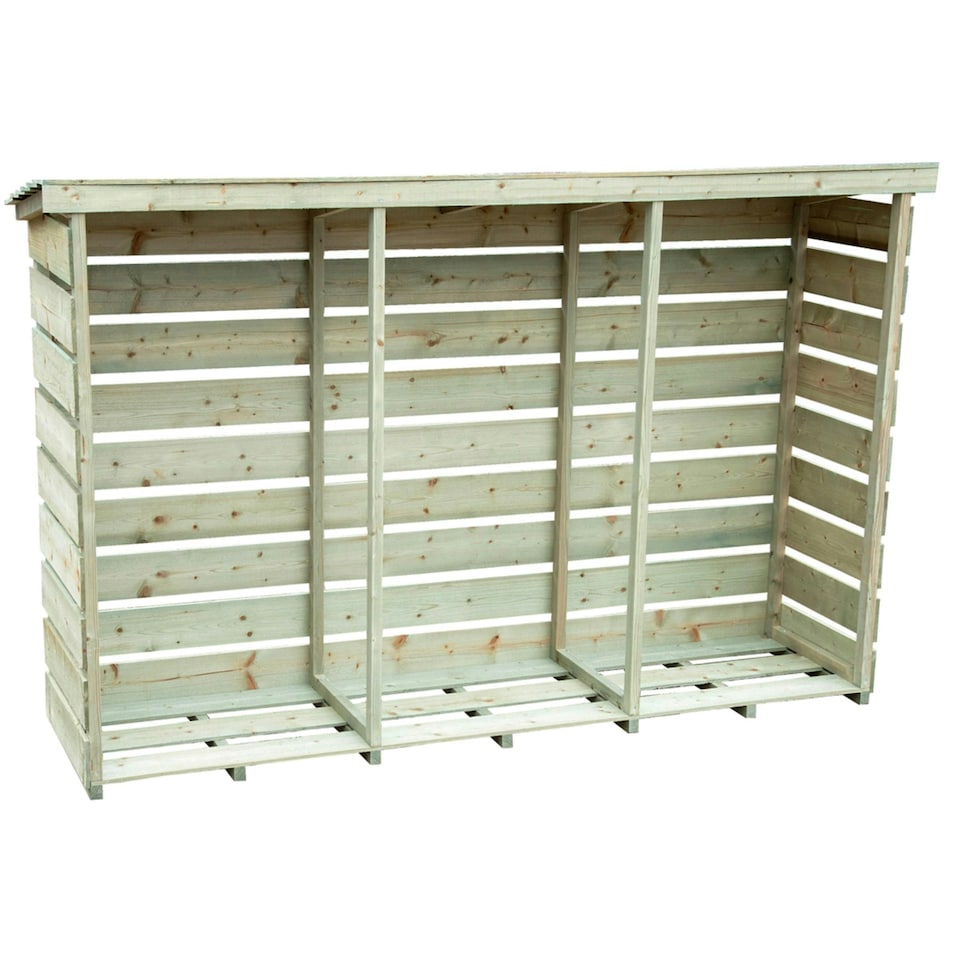 image 1 of Charles Bentley FSC Nordic Spruce Wooden 3 Log Store Firewood Storage Heavy Duty
