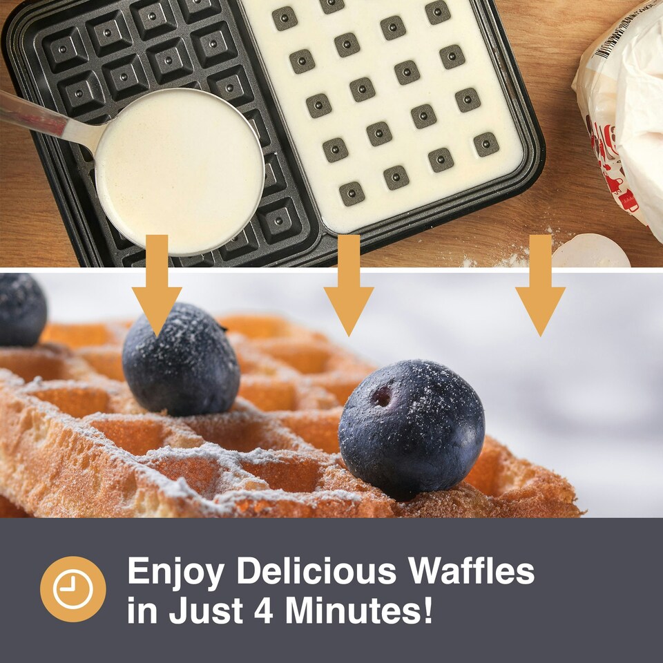 image 1 of VonShef Dual Belgian Waffle Maker W/ Non-Stick Plates 1000W