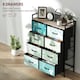 image 3 of HOMCOM 8-Drawer Chest of Drawers, Fabric Dresser with Open Shelf, Blue Blue | Black frame, wood-effect top
