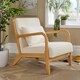 image 2 of Boucle Wooden Armchair Teddy Fur Cream Modern Home Chair Furniture Seating
