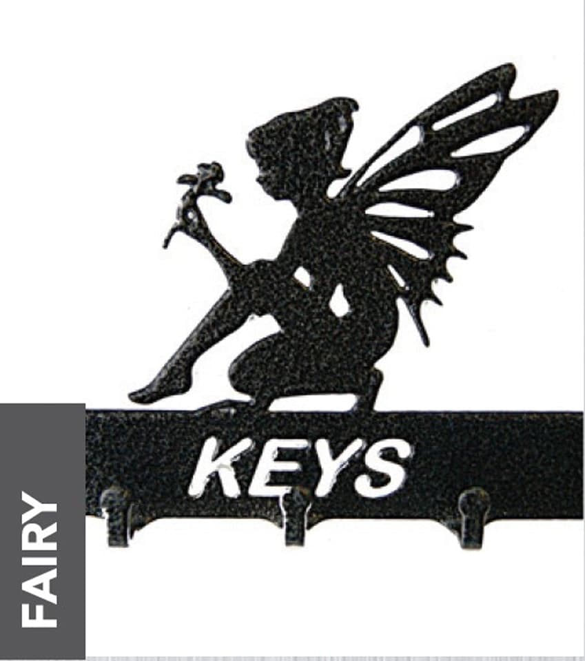 Poppyforge Fairy Key Holder - Rack - Solid Steel - W15xH9 cm Powder Coated Black