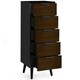 image 4 of Walnut Oak and Matt Black Narrow Chest of Drawers (5 Drawers)