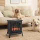image 2 of HOMCOM Freestanding Electric Fireplace Heater w/ LED Flame 1000W/2000W Black