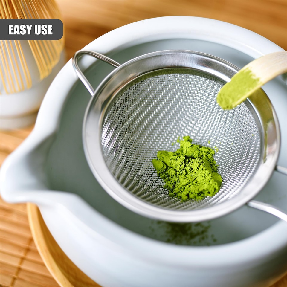 image 1 of GEEZY Fine Mesh Sieve Set of 3 Stainless Steel Strainers for Kitchen Baking Cooking
