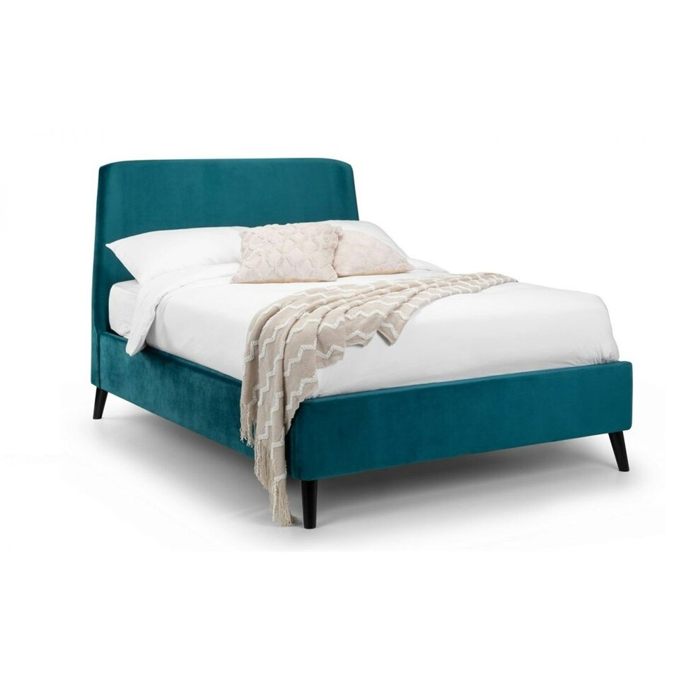 image 1 of Premium - Teal Velvet Curved Bed Frame - Double 4ft 6" (135cm)