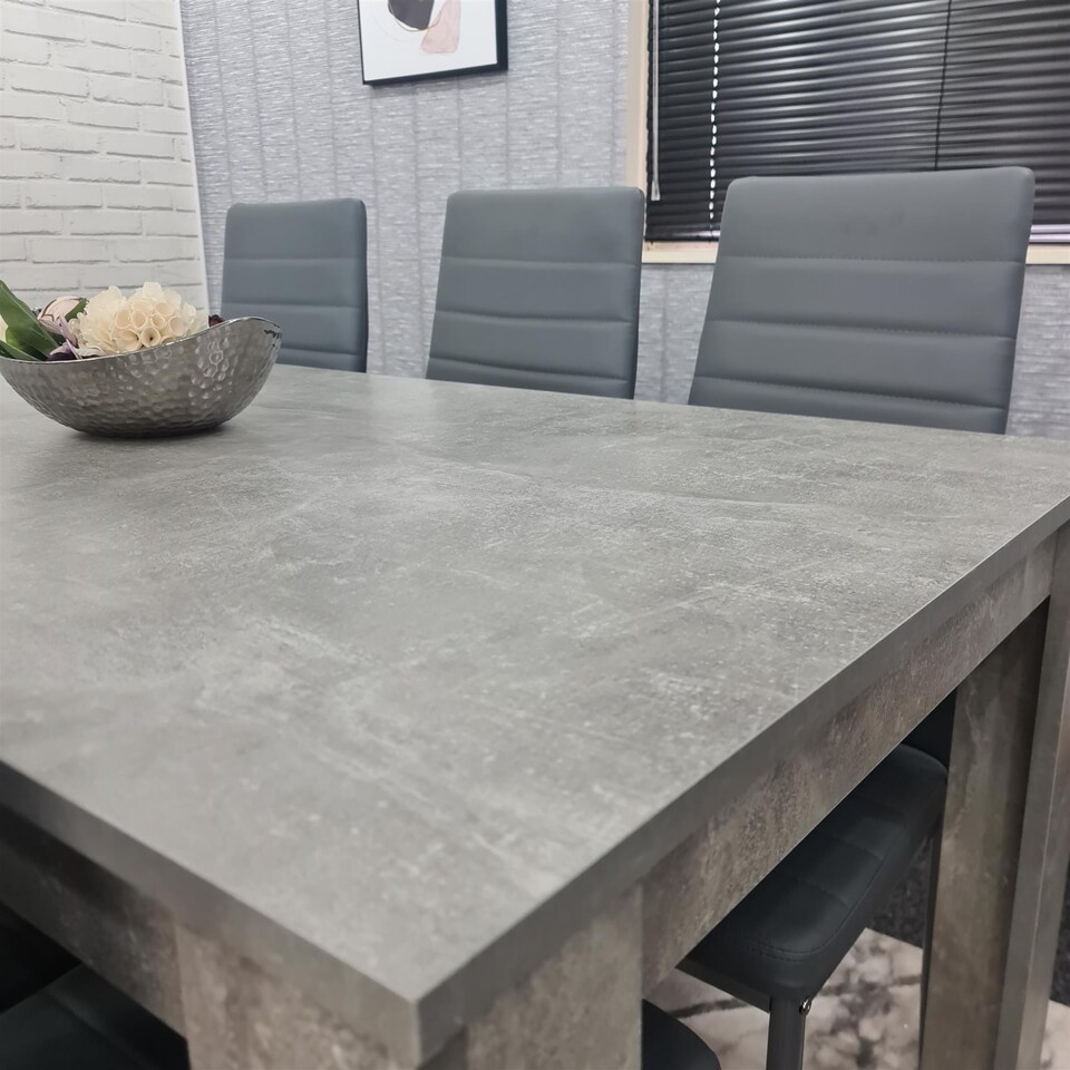 image 1 of Modern Dining Table Set With 6 Grey Chairs Dining Room Furniture Set | Grey | One Size | 7