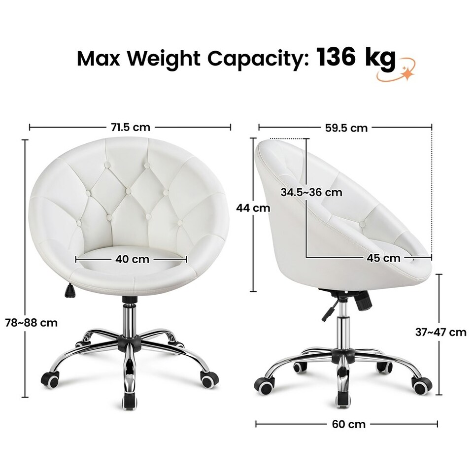 image 1 of Yaheetech Tufted Leisure Office Chair Adjustable Height White