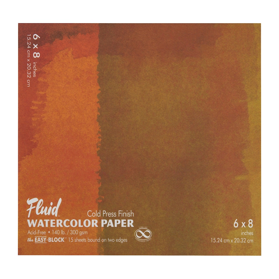 Speedball Fluid Cold Press Watercolour Paper Block, White, 6 x 8inch