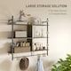 image 4 of HOMCOM Wall Shelf Unit with 4 Hooks for Living Room Grey Wood Effect