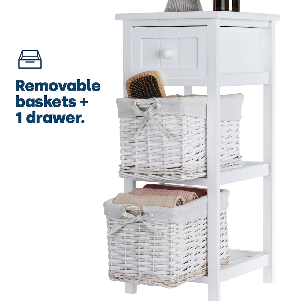 image 1 of Rustic White Bedside Storage Unit for Bedroom and Home