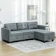 image 2 of HOMCOM Convertible Modular Sectional Sofa with Storage, Tufted 3 Seater Sofa Set, L Shaped Couch with Ottoman, Wood Frame for Living Room, Dark Grey | Grey