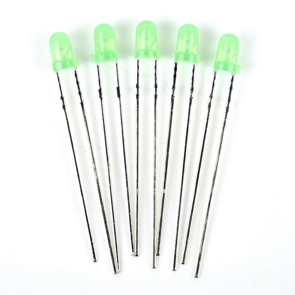 image 1 of Gaugemaster Electric Green 3mm 12v LEDs (5) - Use GM76 Resistors