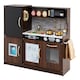 image 1 of COSTWAY Wooden Play Kitchen Kids Pretend Play Toy w/Microwave Ice Make-Brown