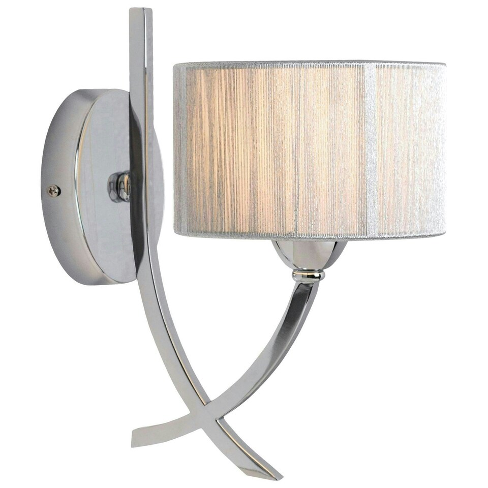 image 1 of Justina Polished Chrome Wall Light with Silver String Shade