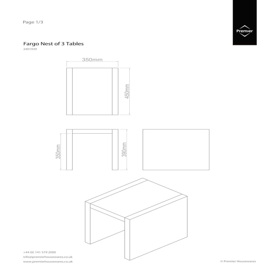 image 1 of Interiors by Premier Wooden Nest of 3 Tables, High Gloss Black Finish Nesting Table, Long Lasting Console Tables for Living Room Black