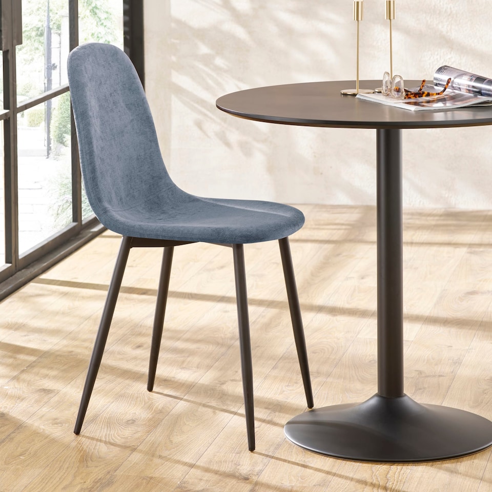 image 1 of Alverton Premium Denim Blue Chenille Upholstered Dining Chairs - Set of 4