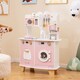 image 5 of COSTWAY Wooden Kids Kitchen Playset Pretend Play Kitchen With  Coffee Maker-Pink