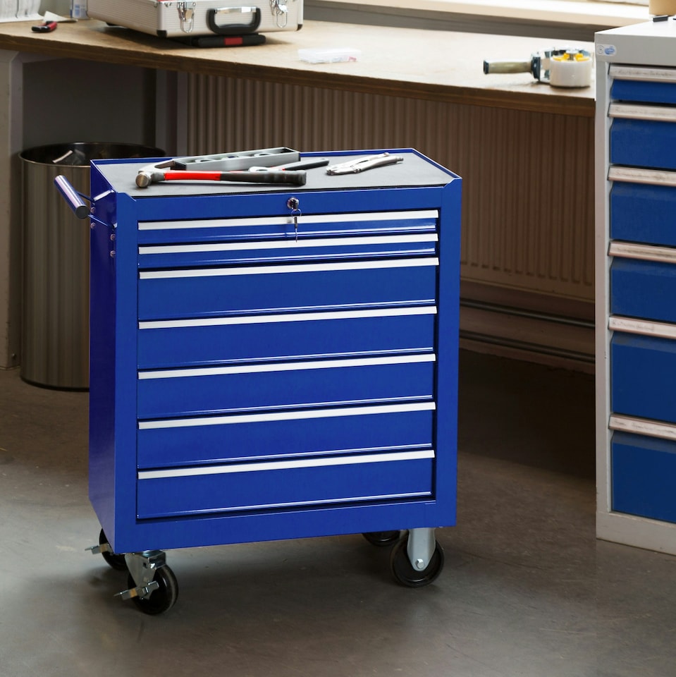 image 1 of Tool Chest - 7 drawers, 4 wheels, central locking Blue | Blue