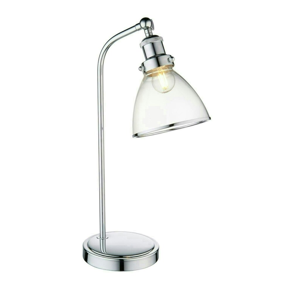 image 1 of Brunswick Polished Nickel & Glass Desk Table Lamp Silver