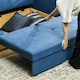 image 8 of HOMCOM 2 Seater Sofa Bed Convertible Bed Settee w/ 2 Cushions Storage Blue