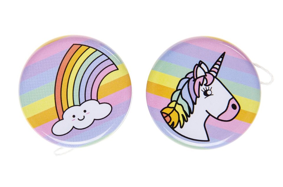 image 1 of Pack of 12 Metal Yo-Yo Unicorn Theme Return Tops