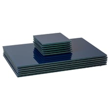 Harbour Housewares 12 Piece Glass Placemats & Square Coasters Set - 30 x 20cm - Hague Blue | Blue | Hague Blue