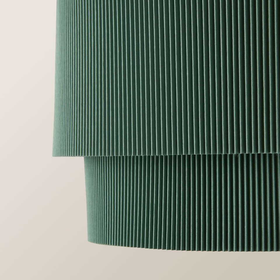 image 1 of ValueLights Mason Ruched Green Two Tier Ceiling Shade and Bulb