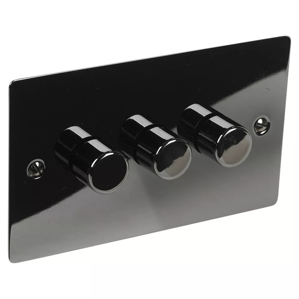 image 1 of Volex Crabtree Brass Gold 3-Gang Dimmer Light Switch