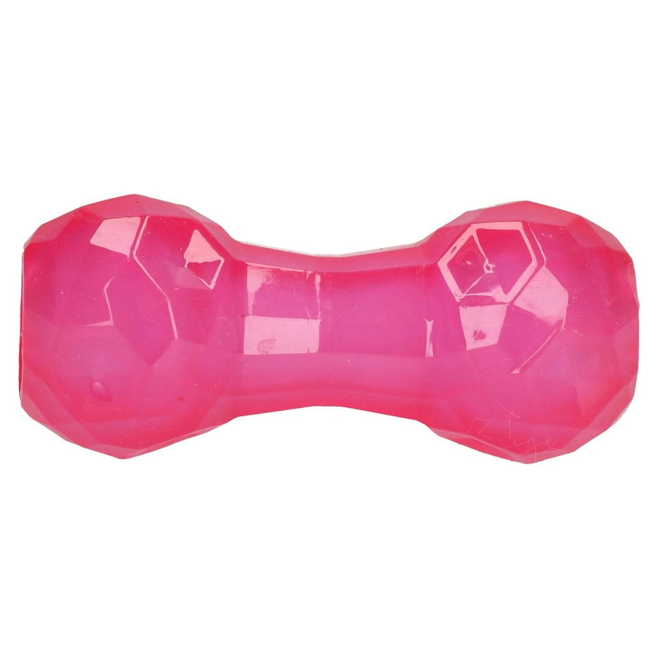 image 1 of Pink Biosafe Puppy Treat Dispenser Dumbbell Dog Puppy Toy