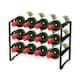 image 1 of Straame Black 3 Tier Metal Wine Rack – Stackable Bottle Rack for Wine Storage
