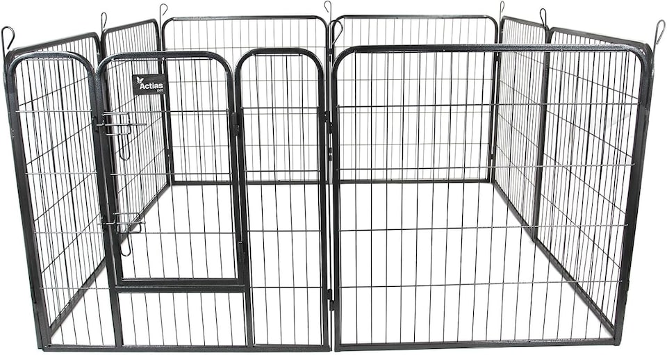 image 1 of Actiaspet Heavy Duty 8 Panel Pet & Small Animal Playpen Run Metal Folding Cage (Silver, Medium, 8)