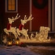 image 3 of Neo 240 LED Christmas Sleigh Reindeer Outdoor Decoration Warm Bright White Mixed Light Effects Timer 65cm Reindeers Weatherproof Frame 6 Ground Hooks Included