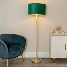 ValueLights Charlie Brushed Chrome Floor Lamp Cream Taper Shade & Bulb 