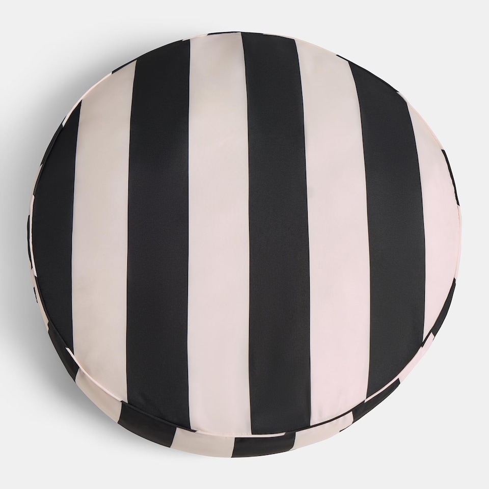 image 1 of OHS Stripe Round Outdoor Garden Cushion Water Resistant | Multi | Black/Cream