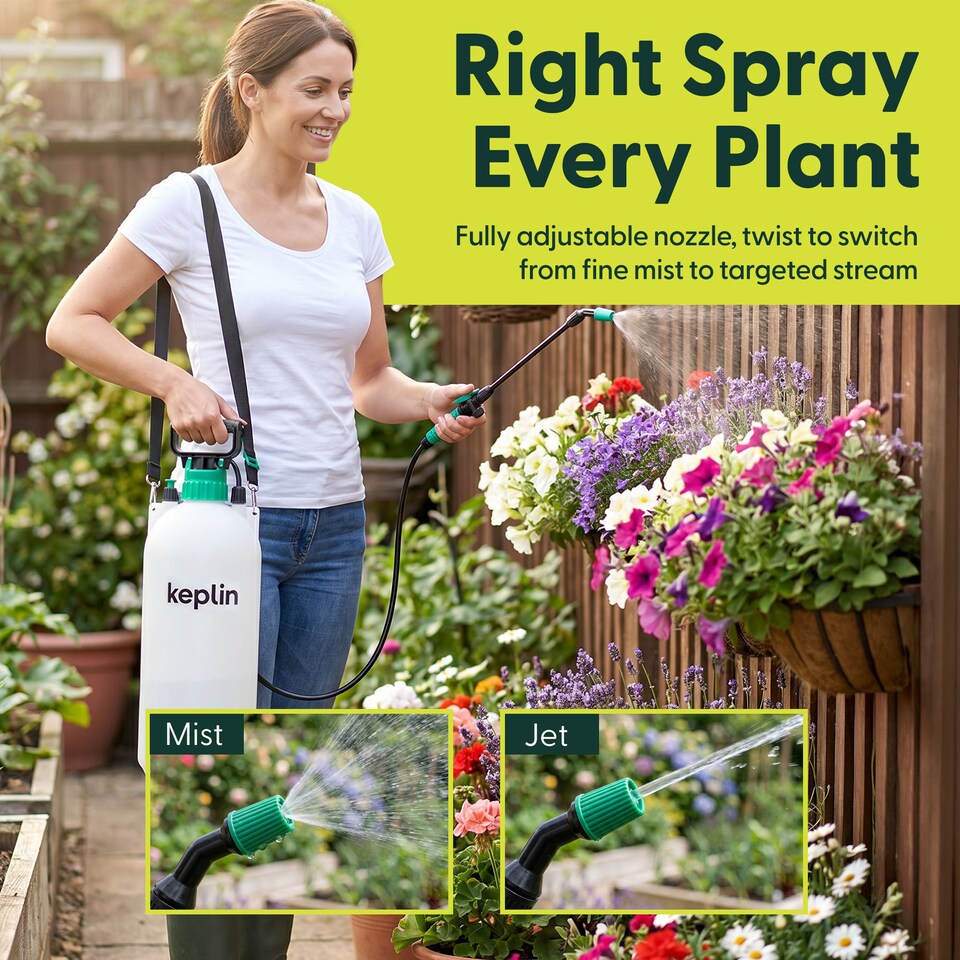 image 1 of Keplin Pump Action Garden Pressure Sprayer with Long Lance Spray and Mist Nozzle