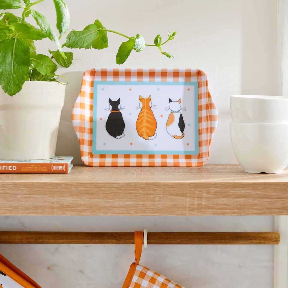 image 1 of Ulster Weavers Cats In Waiting Tray - Scatter Orange