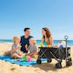 image 8 of Outsunny Outdoor Pull Along Garden Trolley on Wheels Folding Beach Cart Black