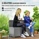 image 4 of Outsunny Wood Storage Bench for Patio, Outdoor Garden Seating, Brown Grey
