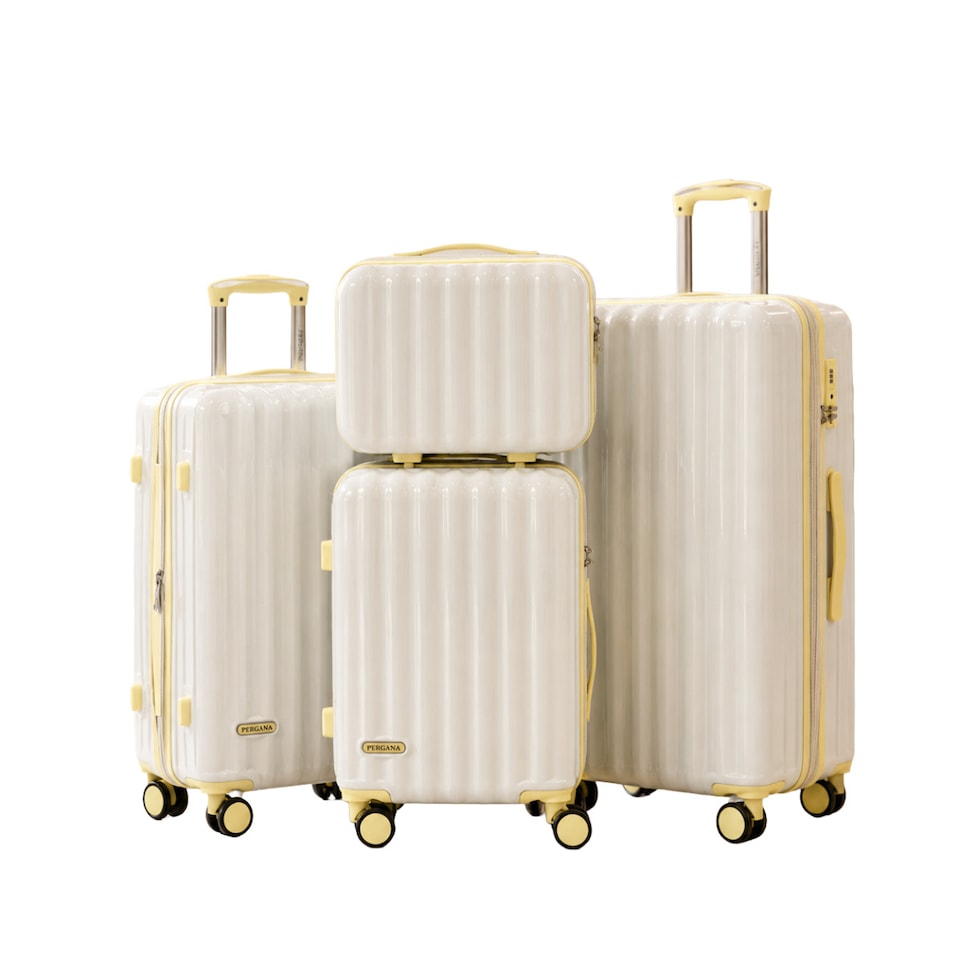 image 1 of Fergana 4 Piece Polycarbonate Hard Shell Luggage Set Lightweight Spinner Suitcases TSA Lock White