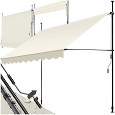 Awning with hand crank - pressure fitted , height adjustable Cream | 180 x 250 cm