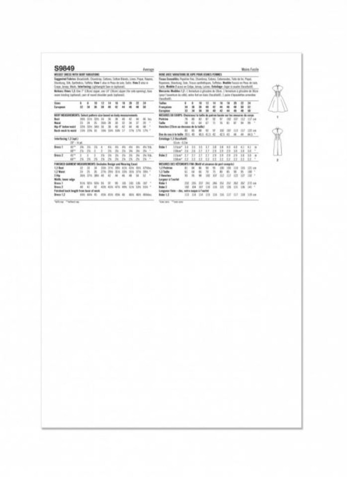 image 1 of Simplicity 9849 Paper Sewing Pattern – Women’s Dresses & Vintage Style, Size U5 (16–18–20–22–24), Intermediate