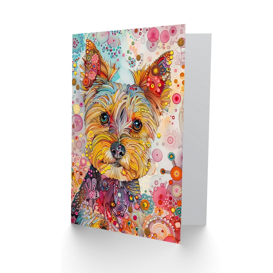 image 1 of Dog Lover Yorkshire Terrier Colourful Fun Child Kids Birthday Card