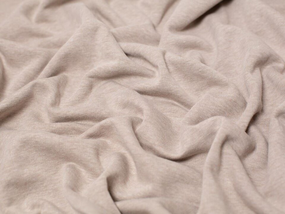 Minerva Core Range Beige Melange Polycotton Fleece Back Sweatshirt Stretch Knit Fabric for Dressmaking, 150cm / 59" Wide - per metre